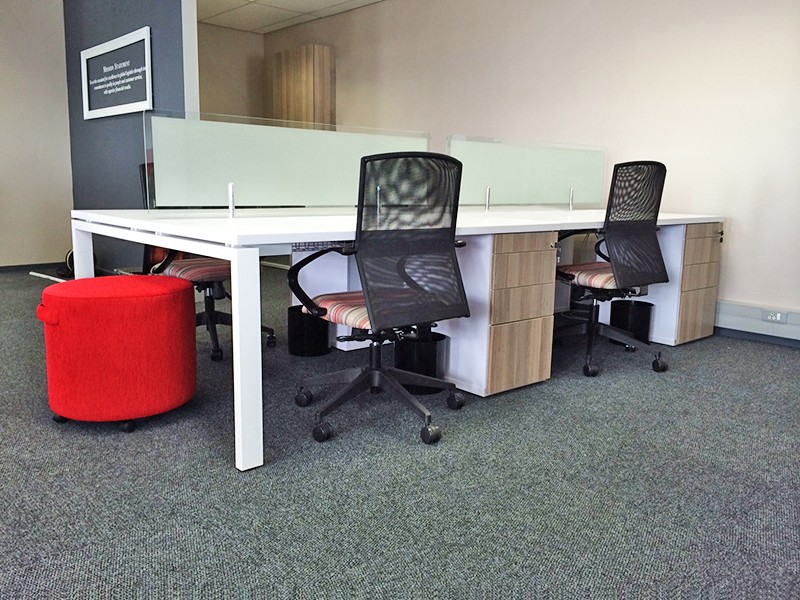 Desks with glass screens